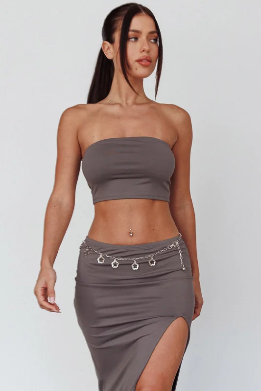 Stock Up and Save Caption This Bandeau Crop Top Clay