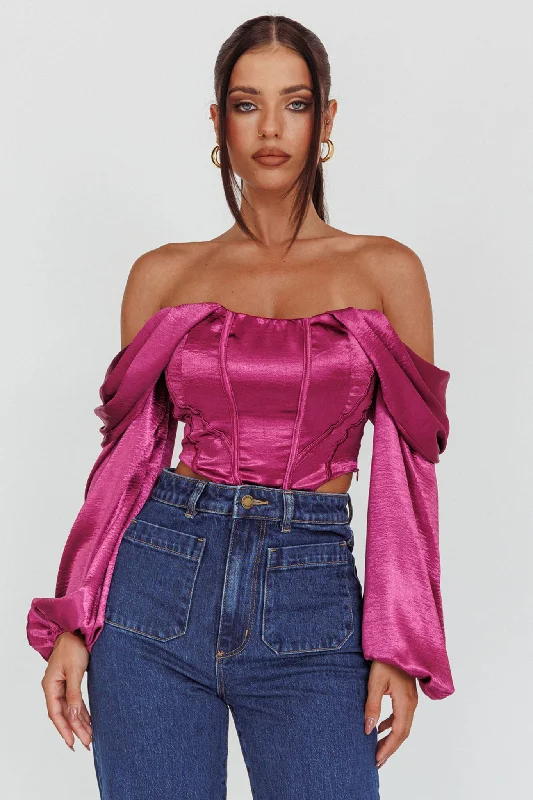 Sale Event Elouise Off-Shoulder Long Sleeve Top Berry