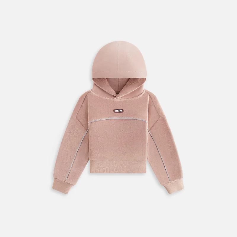 Deal Explosion Kith Kids Velour Track Cropped Nelson Hoodie - Morganite