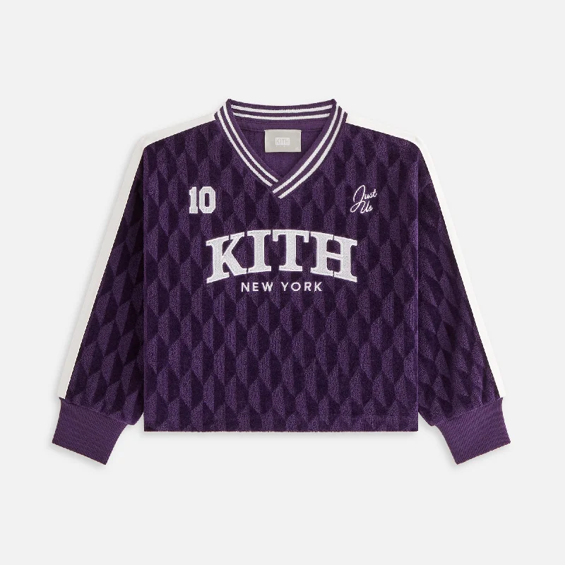 Limited Time Kith Kids Cropped Velour Soccer Sweatshirt - Sovereign