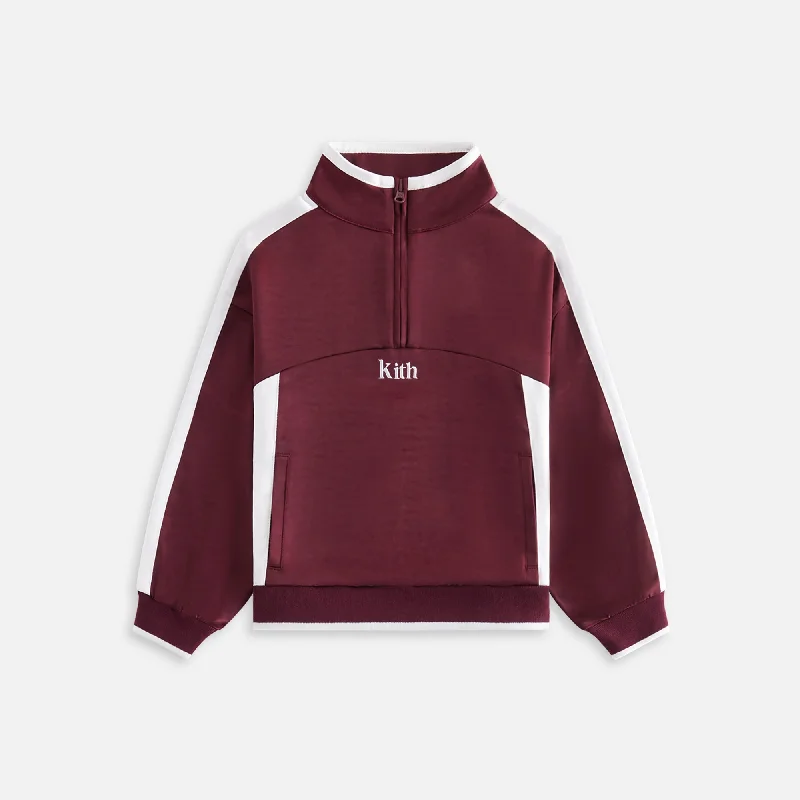 Deal Frenzy Kith Kids Blocked Satin Track Quarter Zip - Magma