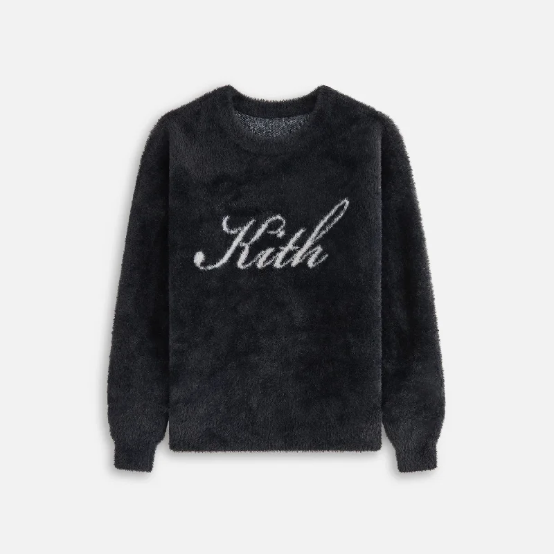 Hot Deal Kith Kids Mohair Script Logo Crewneck - Black