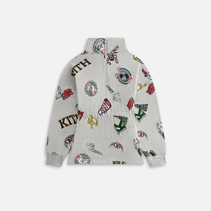 Savings Galore Kith Kids Printed Nelson Quarter Zip Dress - Light Heather Grey
