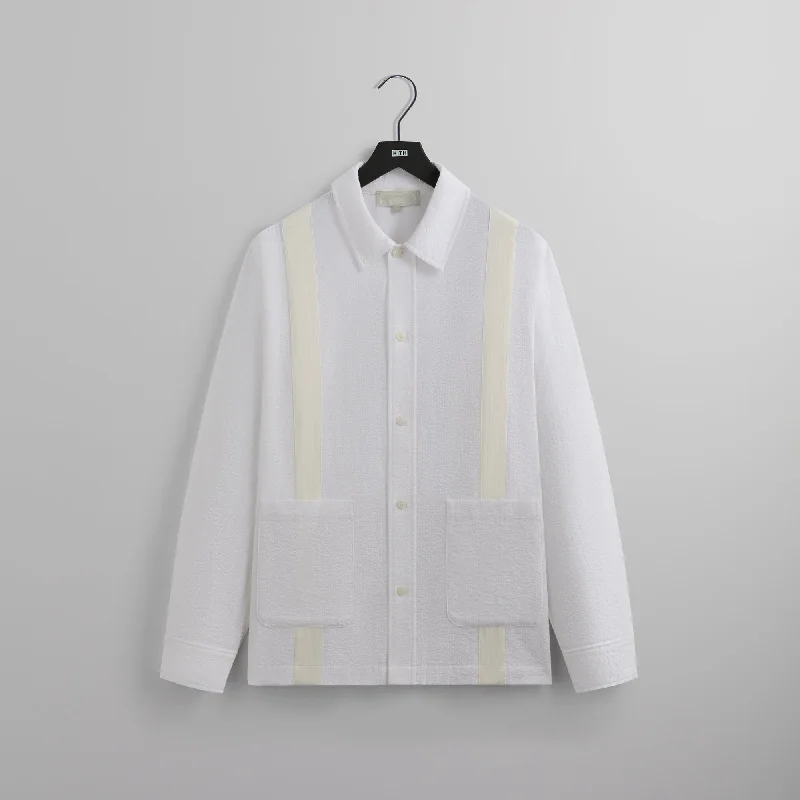 Kith Seersucker Long Sleeve Boxy Collared Overshirt - White