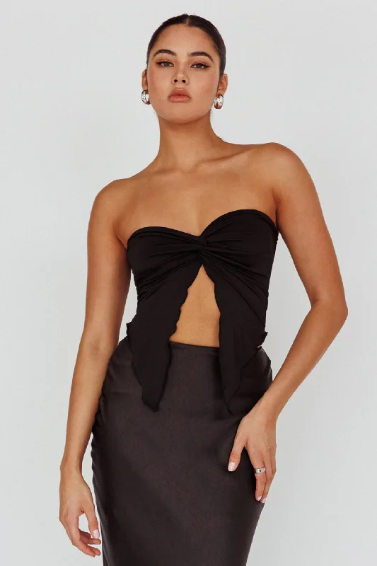 Price Drop Lulu Strapless Crop Top Black