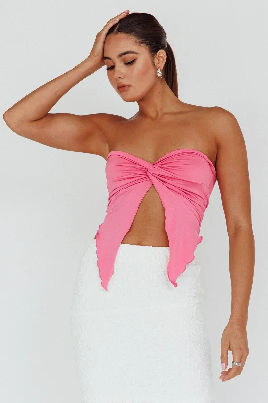 Price Drop Lulu Strapless Crop Top Candy Pink