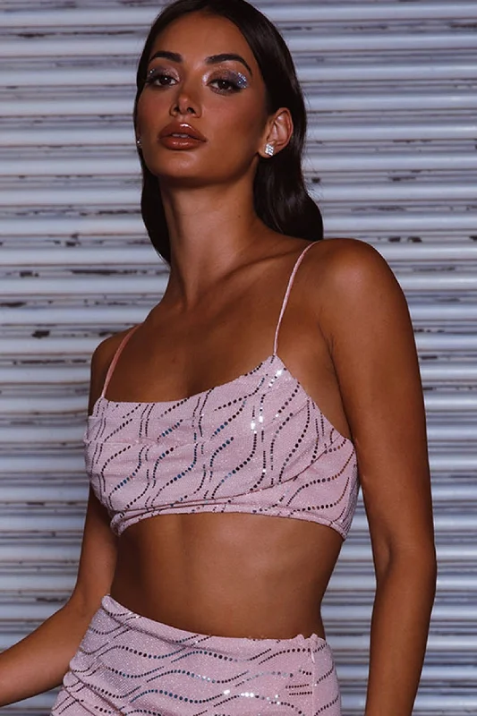 Value Deals Maree Pleated Bust Crop Top Blush