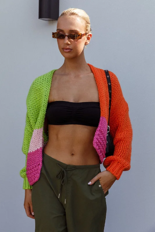 Value Deals Neon Carnival Knit Cardigan Multi