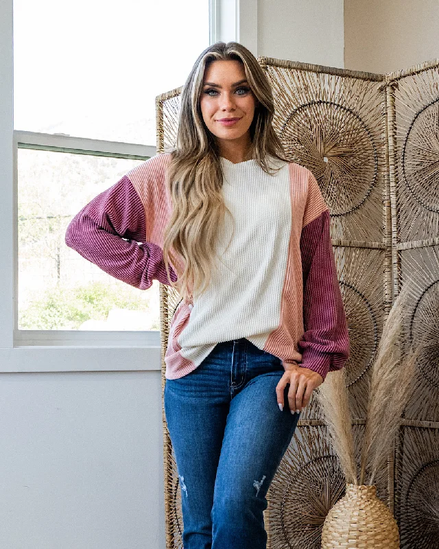 Best Bargains NEW! Aaliyah Color Block Corded Top - Marsala