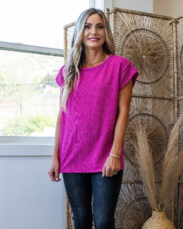 Exclusive Online Offer NEW! Cara Shimmer Cap Sleeve Top - Fuchsia