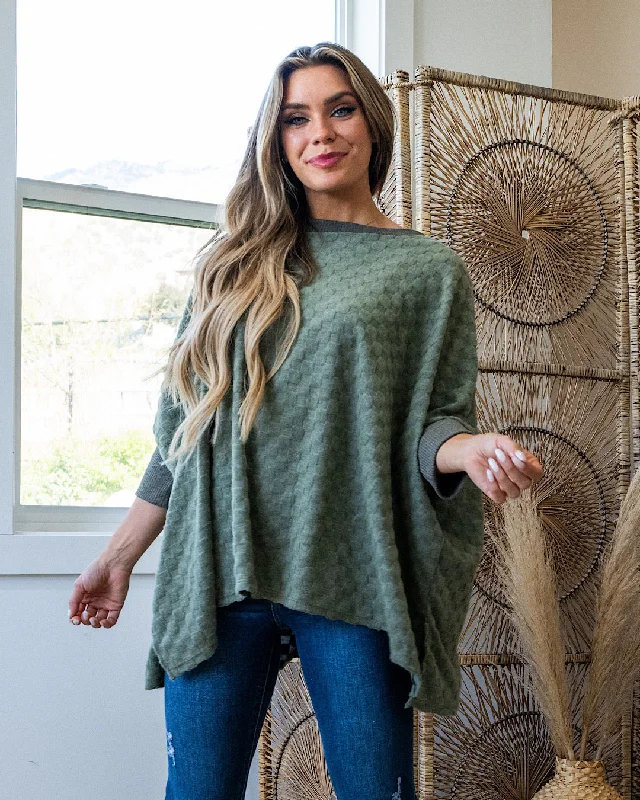 Savings Event NEW! Laurel Oversized Checkered Brushed Top - Olive