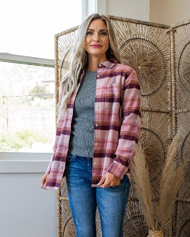 Discount Days NEW! Manny Magenta Haze Plaid Flannel Top