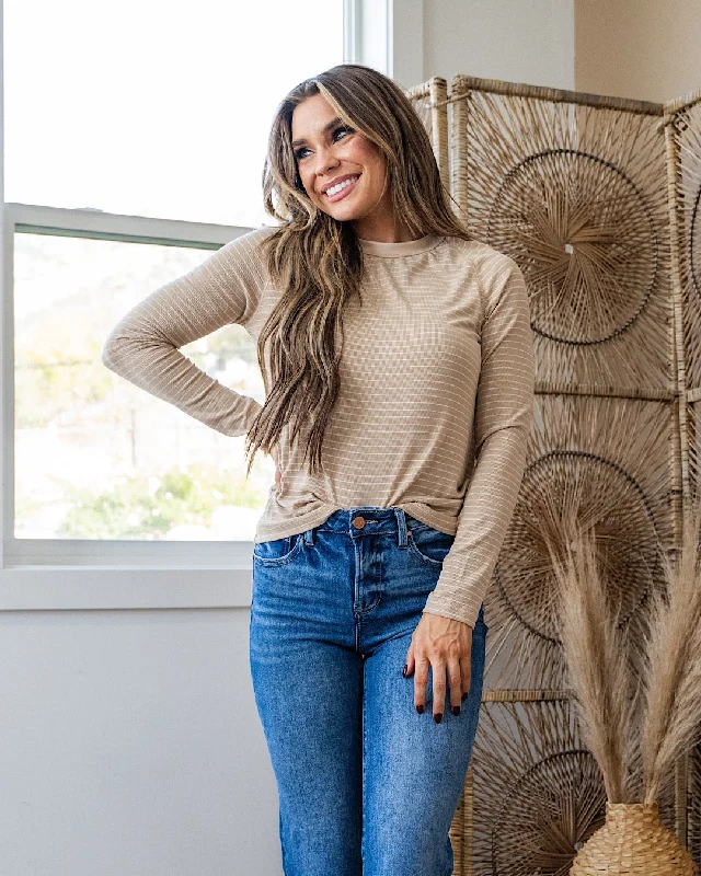 Major Savings NEW! Melody Ribbed Striped Top - Tan