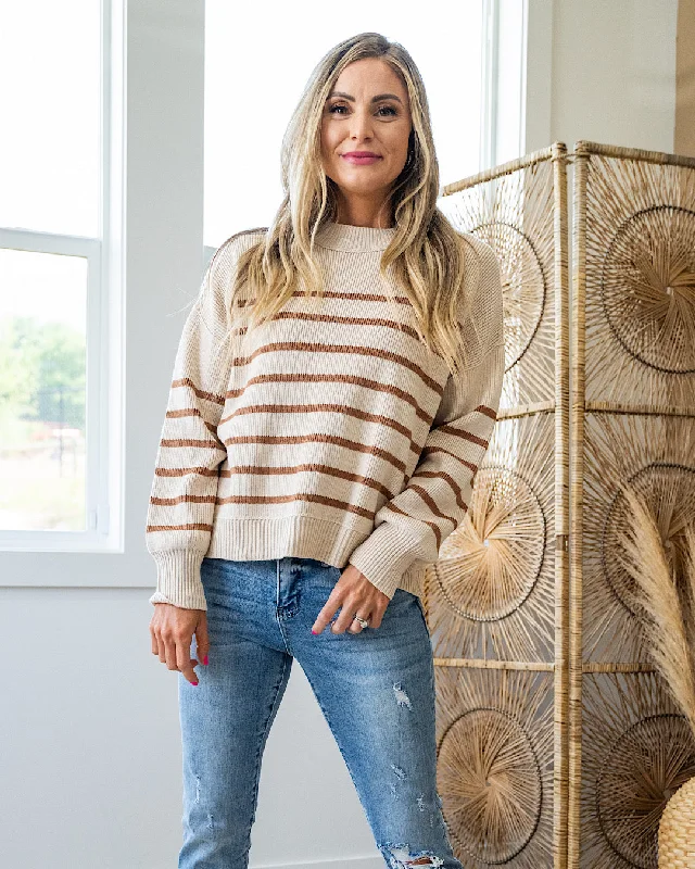 Buy More, Save More NEW! Sydney Chunky Ribbed Striped Sweater - Oatmeal