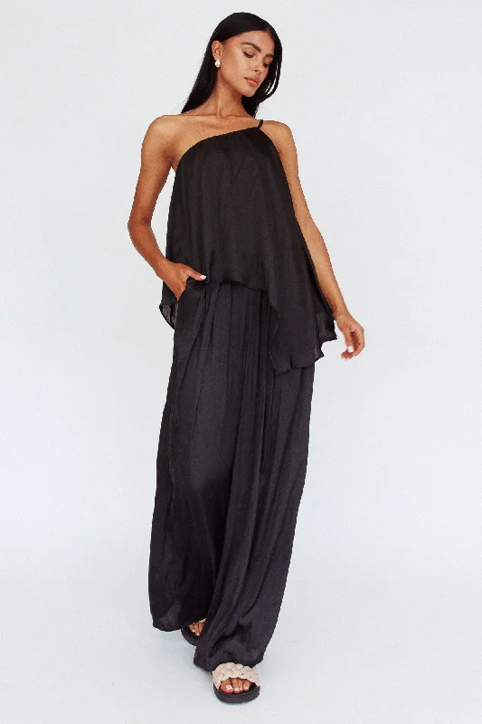 Final Clearance Pollina One Shoulder Top Black