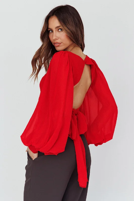 Shop and Save Romance Novel Sweetheart Neckline Open Back Top Red