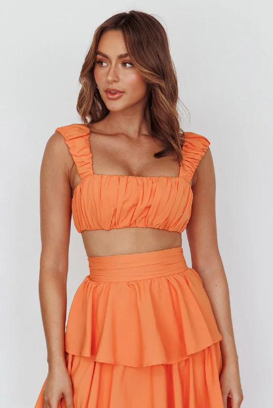 Best Bargains Suenito Gathered Crop Top Orange