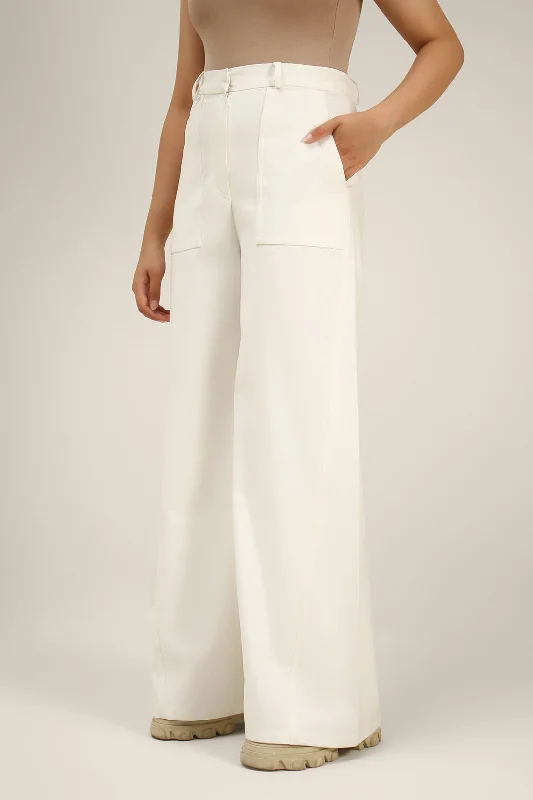 Wide-leg Twill Pants