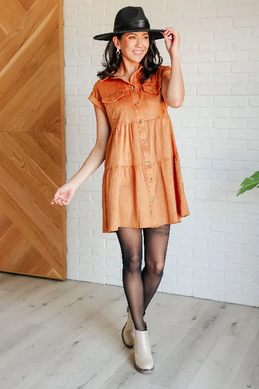 Final Clearance Don't Hang Up Faux Suede Shirt Dress