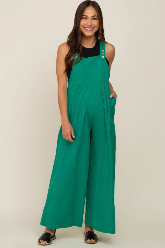 Midnight Sale Green Maternity Wide Leg Jumpsuit