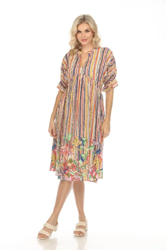 Special Promotion Johnny Was Aldrich Stripe Puff Sleeve Midi Dress Boho Chic R33924