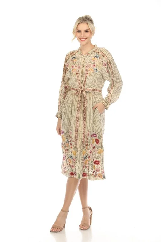 Johnny Was Biya Fairlie Belted Silk Midi Dress Boho Chic B37923A6