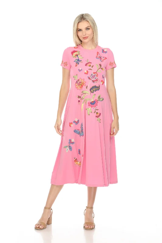 Johnny Was JWLA Gracey Crew Neck Midi Swing Dress Boho Chic J31024