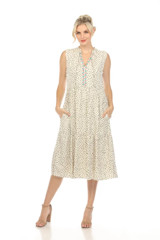 Johnny Was JWLA Polka Dot Sleeveless Tiered Dress Boho Chic J38423