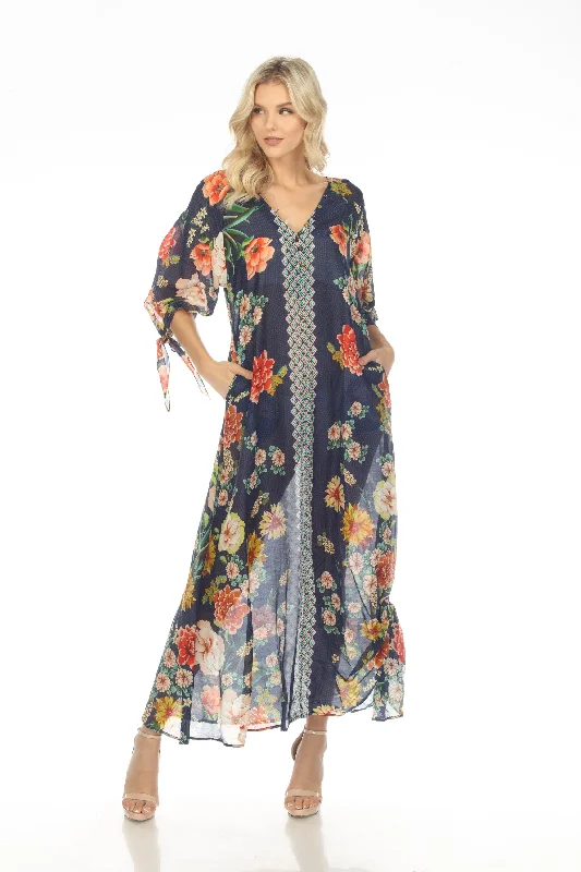 Savings Galore Johnny Was Mia Floral Border Swim Cover-Up Long Dress Boho Chic CSW3622-H