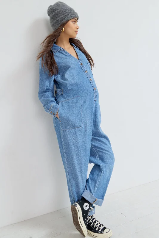Year-End Sale The Everyday Nursing Denim Jumpsuit