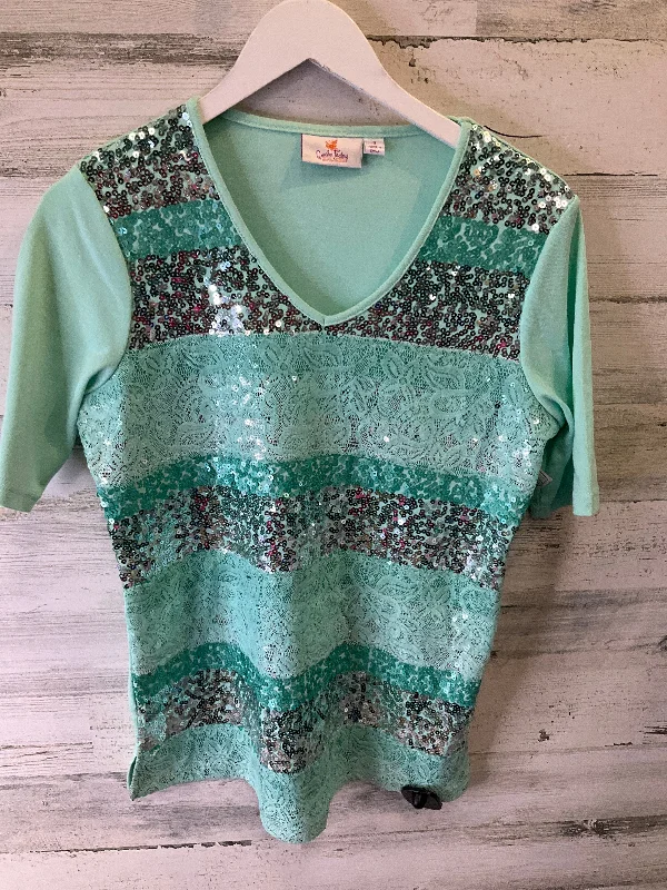 Take Advantage Aqua Top Short Sleeve Quaker Factory, Size S