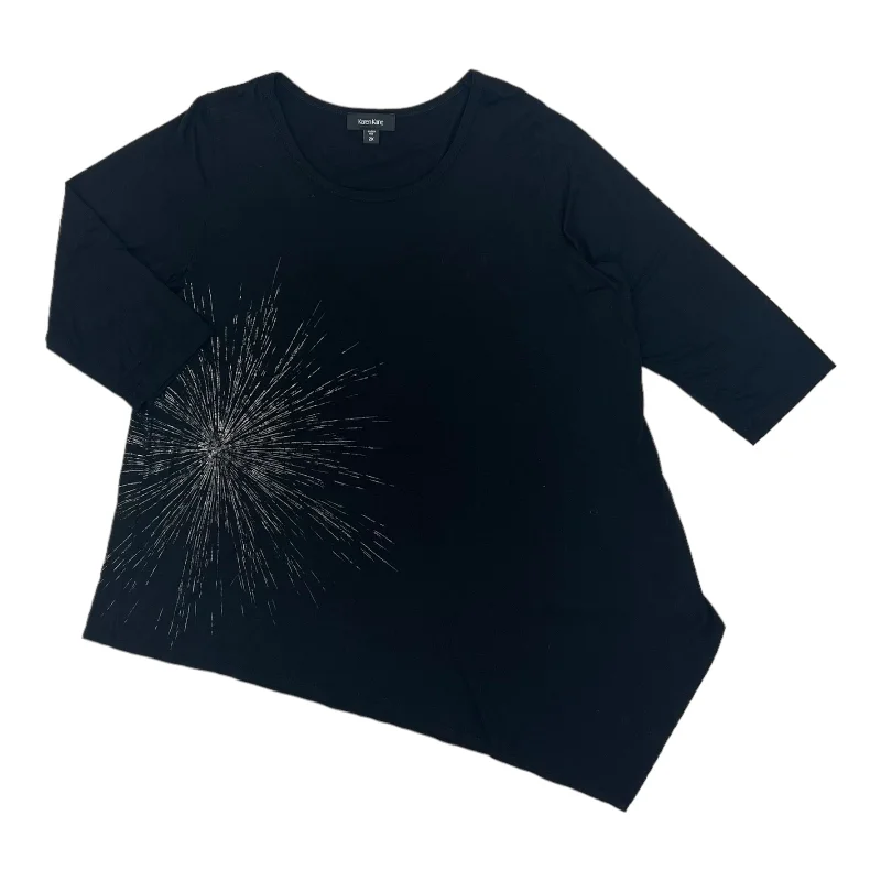 Limited Availability BLACK KAREN KANE TOP 3/4 SLEEVE, Size 2X