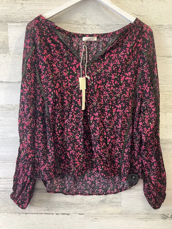 Best Deals Black & Pink Blouse Long Sleeve Love Stitch, Size S