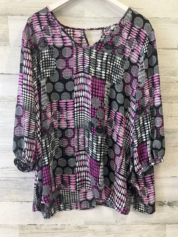 TIME-Limited Offer Black & Pink Top Long Sleeve Perseption Concept, Size 1x