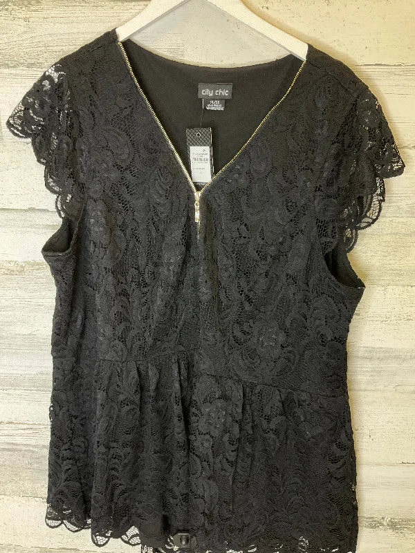 Deal Frenzy Black Top Short Sleeve City Chic, Size Xl