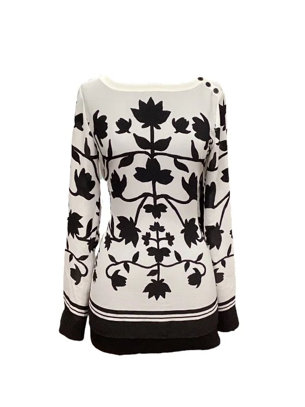 Deal Frenzy Black & White Top Long Sleeve Loft, Size Xs