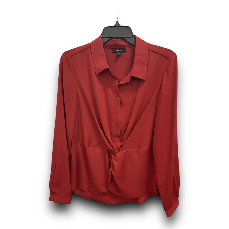 Price Cut Blouse Long Sleeve By Alfani In Red, Size: S