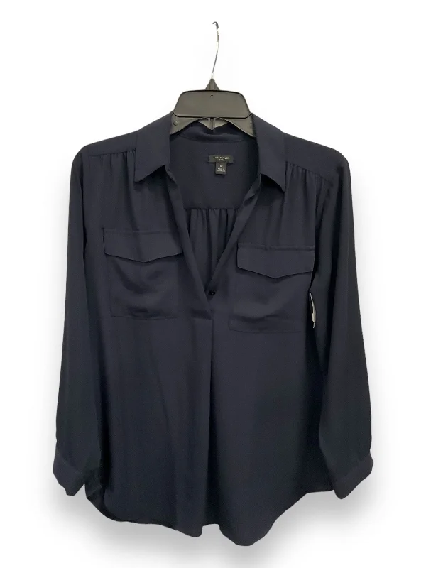 Massive Deals Blouse Long Sleeve By Ann Taylor In Navy, Size: M