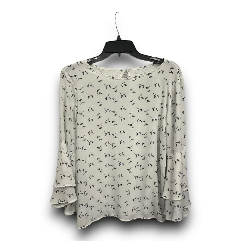 Super Deal Blouse Long Sleeve By Loft In Black & White, Size: S