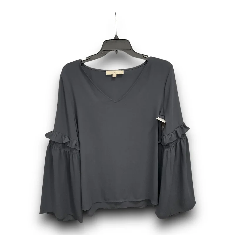 Savings Galore Blouse Long Sleeve By Loft In Grey, Size: M