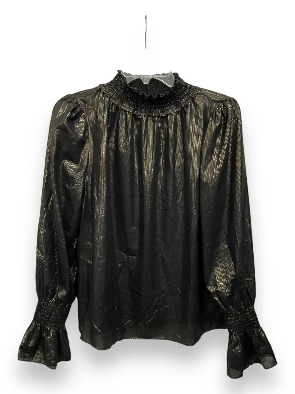 Value Deals Blouse Long Sleeve By Worthington In Black & Gold, Size: M