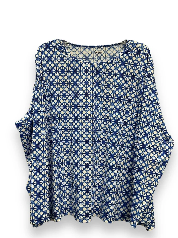 Price Rollback Blue Athletic Top Long Sleeve Crewneck Lands End, Size 3x