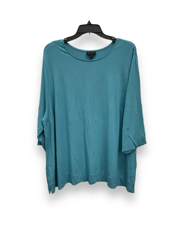 Don't Wait Blue Top 3/4 Sleeve J. Jill, Size 3x