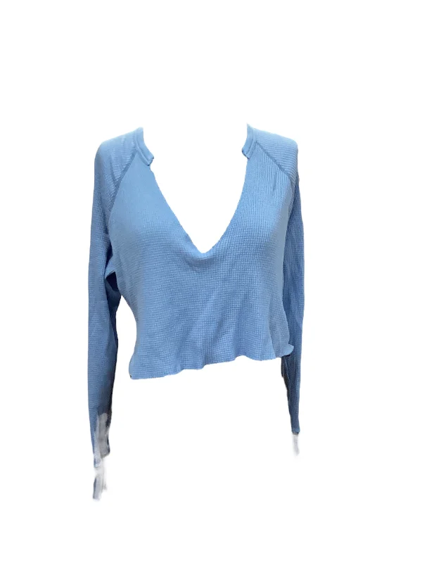 Price Slash Blue Top Long Sleeve Bdg, Size M