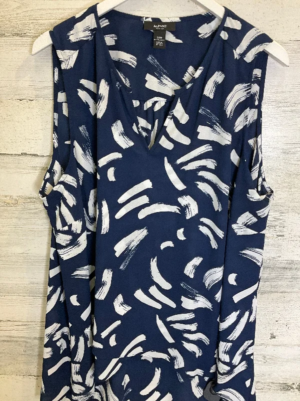 Now or Never Blue & White Blouse Sleeveless Alfani, Size 2x