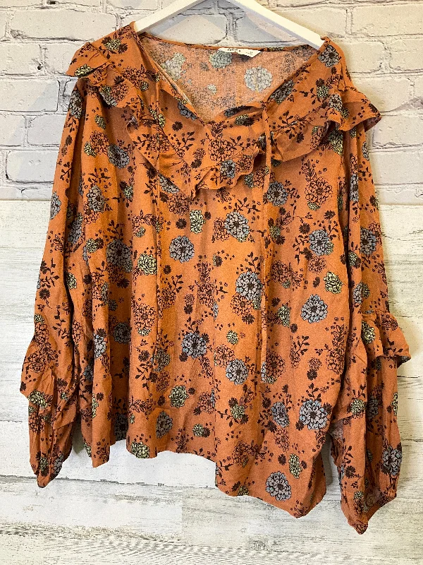 Extra Discounts Brown Top Long Sleeve Sonoma, Size 3x