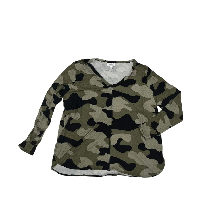 New Markdowns CAMOUFLAGE PRINT TOP LS by MUDPIE Size:L