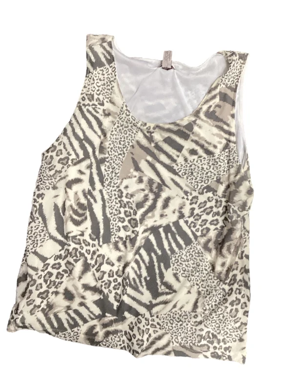 Limited Stock Cream & Grey Top Sleeveless Easywear By Chicos, Size Xl