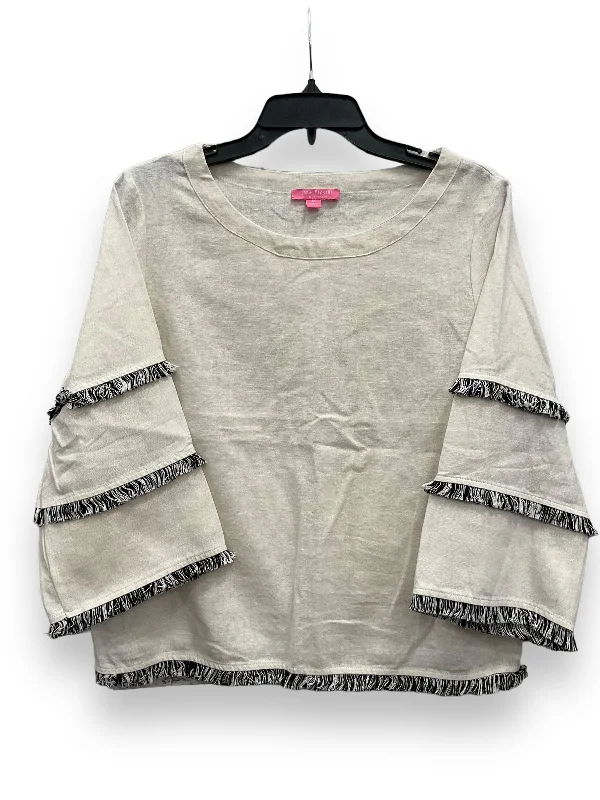 Extra Savings Cream Top 3/4 Sleeve Isaac Mizrahi, Size M