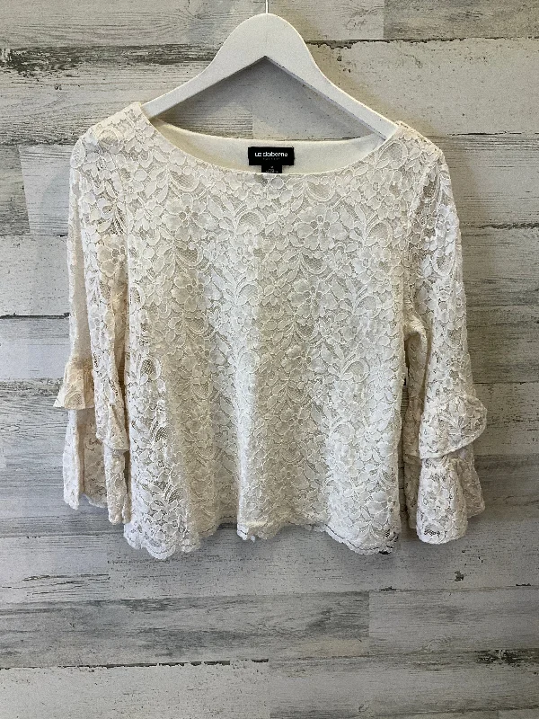 Savings Spectacular Cream Top 3/4 Sleeve Liz Claiborne, Size M